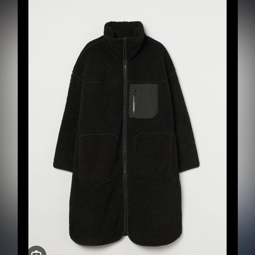 H&M oversized long teddy jacket